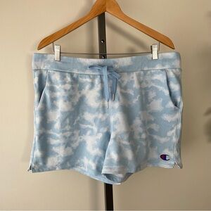 Champion Tie Dye Casual Athletic Gym Lounge Shorts Blue White Size XL